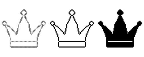 pixel kunst kroon icoon reeks geïsoleerd Aan wit achtergrond vector