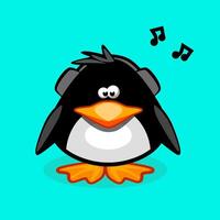 pinguïn in hoofdtelefoons luisteren naar de muziek. antarctisch vogel, dier illustratie. vector