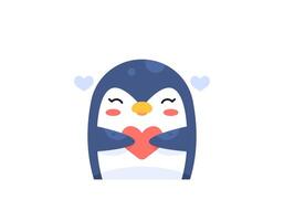 een illustratie van een schattig pinguïn Holding een hart of symbool van liefde. grappig, schattig, en aanbiddelijk pinguïn karakters. dieren en liefde. grafisch elementen van Valentijnsdag dag. illustratie ontwerp voor poster vector