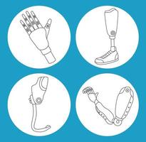 vier prothese-implantaten pictogrammen vector