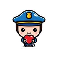 schattig politie-chibi-personageontwerp vector