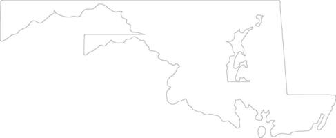 Maryland Verenigde staten van Amerika schets kaart vector