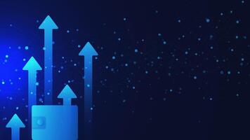 digitaal portemonnee met omhoog pijl en Verbinden dots lijnen. toenemen omzet, bedrijf groei, financieel investering en voorraad markt concept achtergrond. vector illustratie.