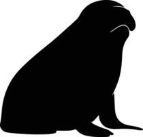 noordelijk olifant zegel zwart silhouet vector