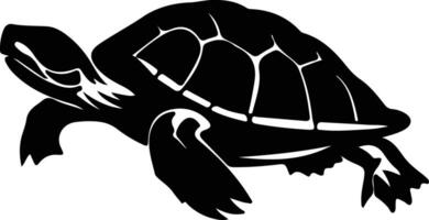 geschilderd schildpad zwart silhouet vector