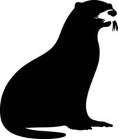 rivier- Otter zwart silhouet vector