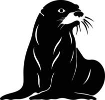 zee Otter zwart silhouet vector