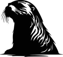 zee Otter zwart silhouet vector