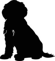 Portugees water hond zwart silhouet vector