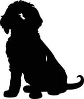 Portugees water hond zwart silhouet vector