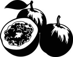passie fruit zwart silhouet vector