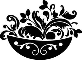 salade zwart silhouet vector