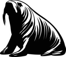 walrus zwart silhouet vector