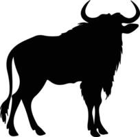 wildebeest zwart silhouet vector