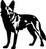 wild hond zwart silhouet vector