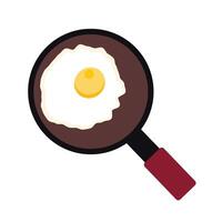 gebakken eieren, ei eigengemaakt ontbijt, dooier eiwit bovenkant, gekookt bakken door elkaar gegooid Aan koekepan. vector illustratie. eiwit natuur ontbijt, gezond heerlijk gerecht, dooier vers eetpatroon, zwart pan