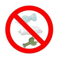 Nee Gooi weg afval. vector icoon waarschuwing en verboden, niet onzin weg, verspilling weggooien, hou op het werpen rommel illustratie