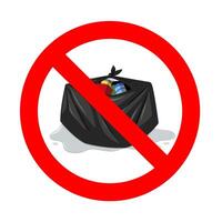 Doen niet afval icoon teken. vector Nee dumping, vuilnis Gooi verboden onzin, niet dump afval, houden schoon etiket illustratie