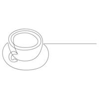 koffie kop doorlopend een lijn kunst tekening van ontbijt stoom- ochtend- koffie ontwerp schets vector illustratie