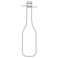 doorlopend single lijn kunst tekening van wijn fles alcohol drinken in tekening stijl schets vector illustratie