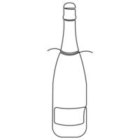 doorlopend single lijn kunst tekening van wijn fles alcohol drinken in tekening stijl schets vector illustratie