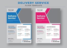 bezorgservice-flyer, snelle bezorg-flyer, wij leveren koerier-flyer, postbode koerier man-flyer vector