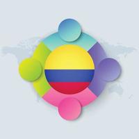 vlag van colombia met infographic ontwerp geïsoleerd op wereldkaart vector