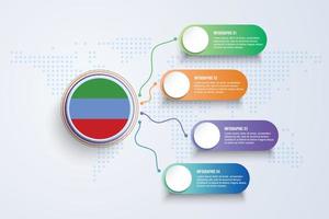 vlag van dagestan met infographic ontwerp geïsoleerd op stip wereldkaart vector