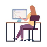 vrouwelijke programmeur die met computer werkt vector