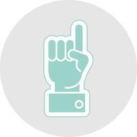 verheven vinger glyph veelkleurig sticker icoon vector