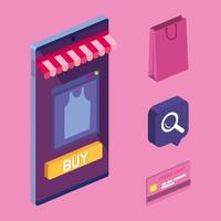 iconen van online winkelen vector