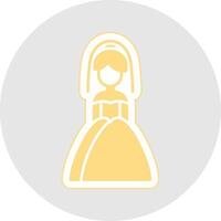 bruid glyph veelkleurig sticker icoon vector