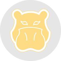 nijlpaard glyph veelkleurig sticker icoon vector