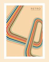 jaren 70 abstract retro lijn stijl esthetisch decoratie poster vector