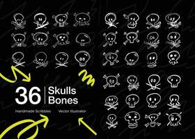 verzameling van hand- getrokken schedel vormen vector