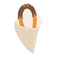 dompelen churro in dulce de leche karamel illustratie vector