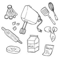 bakken keuken pictogrammen tekening vector reeks