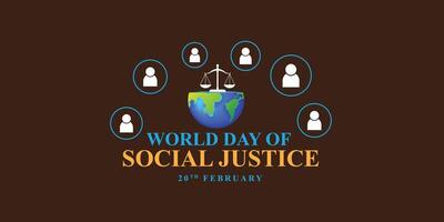 bewerkbare ontwerp van wereld sociaal gerechtigheid dag naar promoten sociaal gerechtigheid, inclusief inspanningen naar adres problemen zo net zo armoede, en geslacht gelijkwaardigheid. Internationale gerechtigheid dag. vector illustratie