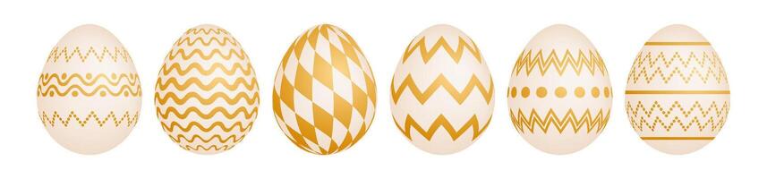 reeks van zes goud Pasen eieren vector
