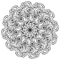 mandala met spiraal bloemblaadjes, meditatief zen kleur bladzijde voor kinderen en volwassenen vector