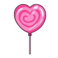 schattig vector icoon roze icoon hart lolly voor Valentijn dag. vlak ontwerp element verzameling. minimaal tekenfilm illustratie voor ontwerp web banier en groet kaart