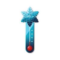 vector blauw thermometer in verkoudheid winter weer conditie. icoon met symbool sneeuwvlok in vlak ontwerp. illustratie voor kaart, banier, poster, 2d, pakket