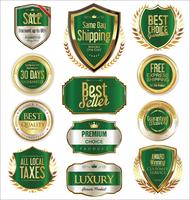 Luxe premium gouden insignes en labels vector