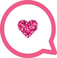 toespraak bubbel roze met hart decoratie ontwerp voor vakantie. vector