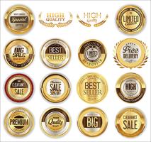 Luxe premium gouden insignes en labels vector