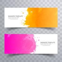 Abstract kleurrijk aquarel header ingesteld ontwerp vector