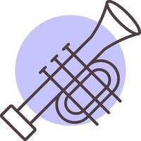 trompet lijn vorm kleuren icoon vector