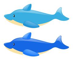 Twee blauwe dolfijnen op witte achtergrond vector