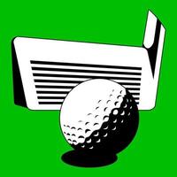 golfclub en bal close-up tekening vector