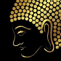 gouden Boeddha gezicht borstel beroerte over- zwart achtergrond vector